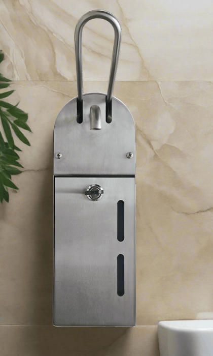 Robuuste RVS wanddispenser, elleboogbediening met slotbeveiliging
