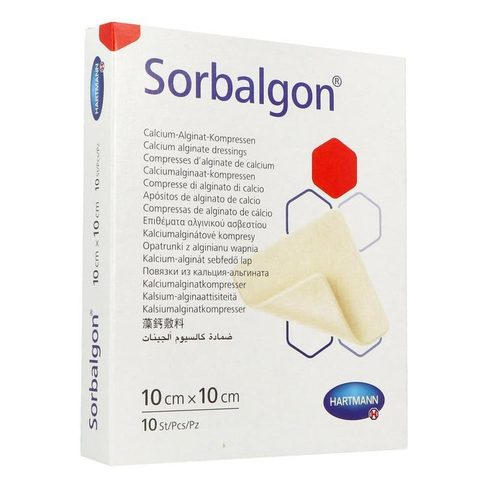 Sorbalgon - calciumalginaatkompres - 10 x 10 cm - 10 stuks