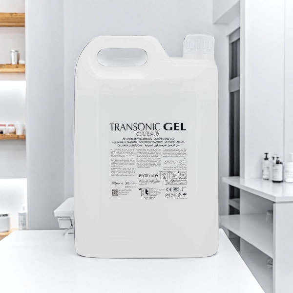 Transonic Ultrasound Gel - Clear - 5000ml - Harde Container. Transparante Contactgel voor IPL& Laserbehandelingen en Echografie. Contactgel kopen doe je bij KS Medical Group.