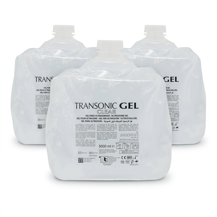Catalogusafbeelding met vier Transonic Clear 5000 ml cubitainers