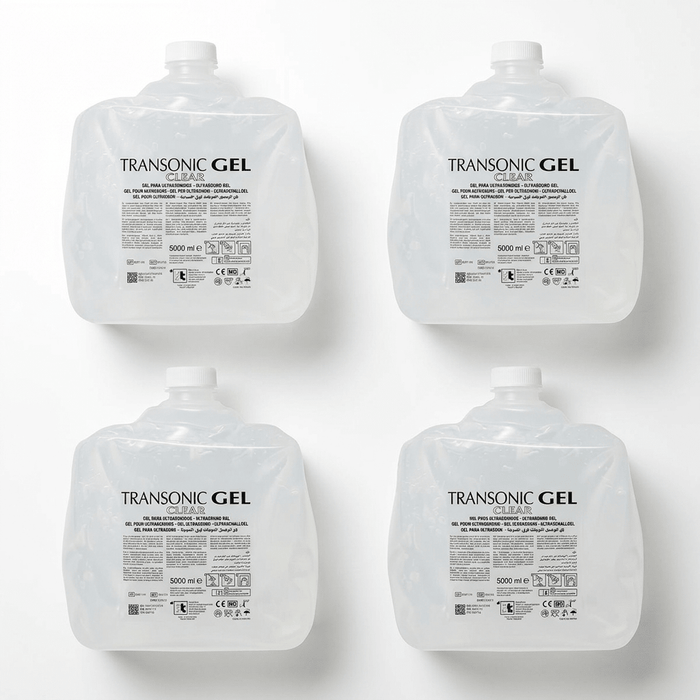 Flatlay van vier Transonic Clear 5000 ml cubitainers