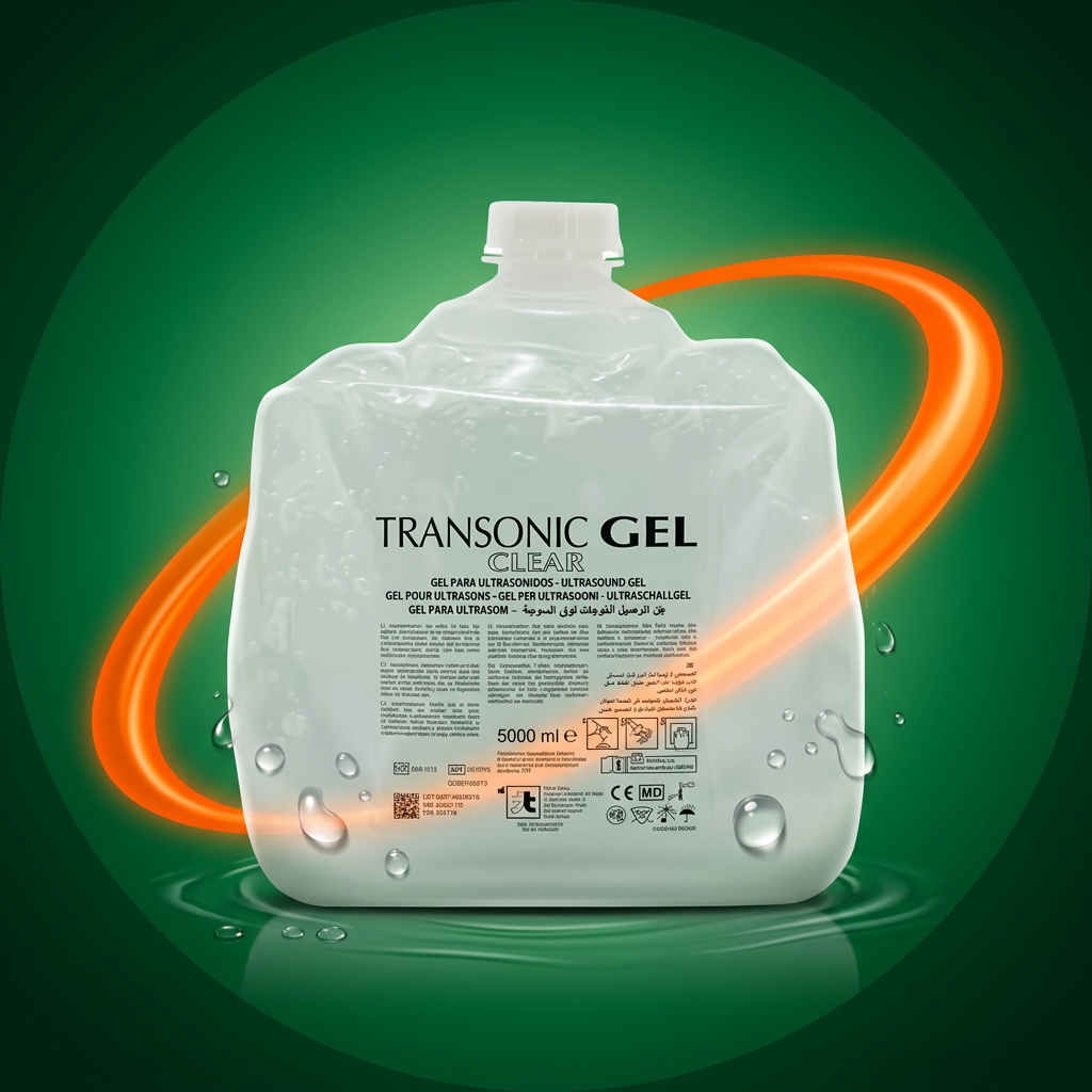 Ultrasound gel collectieafbeelding in groen-oranje KSMG-stijl