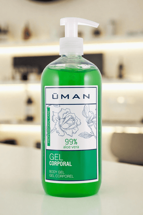 Uman - Aloë Vera Gel - Verkoelende Gel - 500ml. Verkoelende en hydraterende Gel voor de gevoelige huid na laser ontharing of andere cosmetische behandelingen.