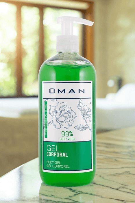 Uman - Aloë Vera Gel - Verkoelende Gel - 500ml. Verkoelende en hydraterende Gel voor de gevoelige huid na laser ontharing of andere cosmetische behandelingen. 99% pure aloë vera gel.