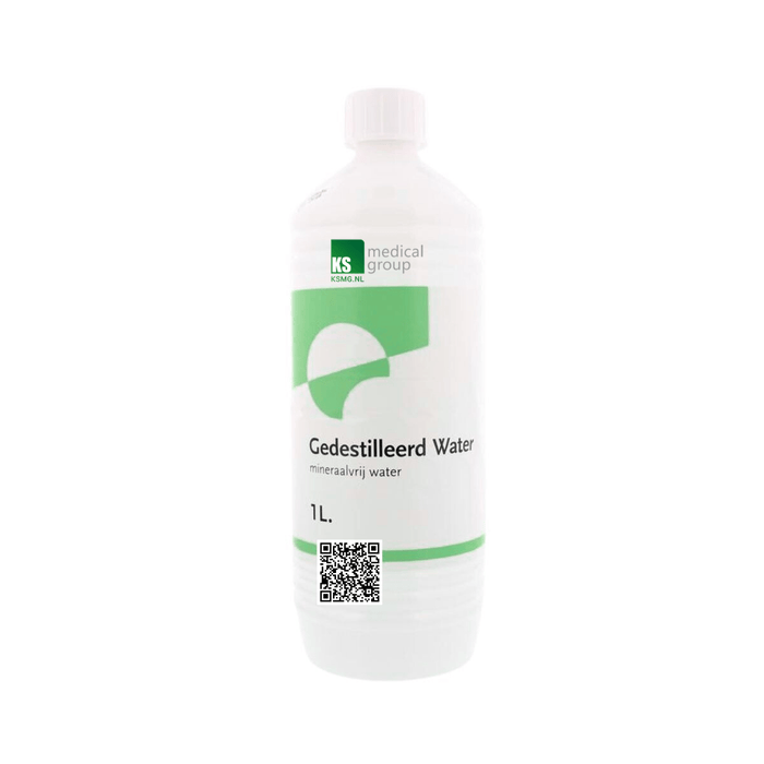 Water gedemineraliseerd (gedestilleerd) - 1 liter - demi water kopen doe je bij KS Medical Group