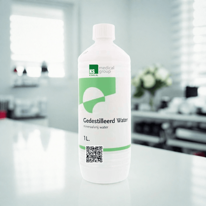 Water gedemineraliseerd (gedestilleerd) - 1 liter - demi water kopen doe je bij KS Medical Group