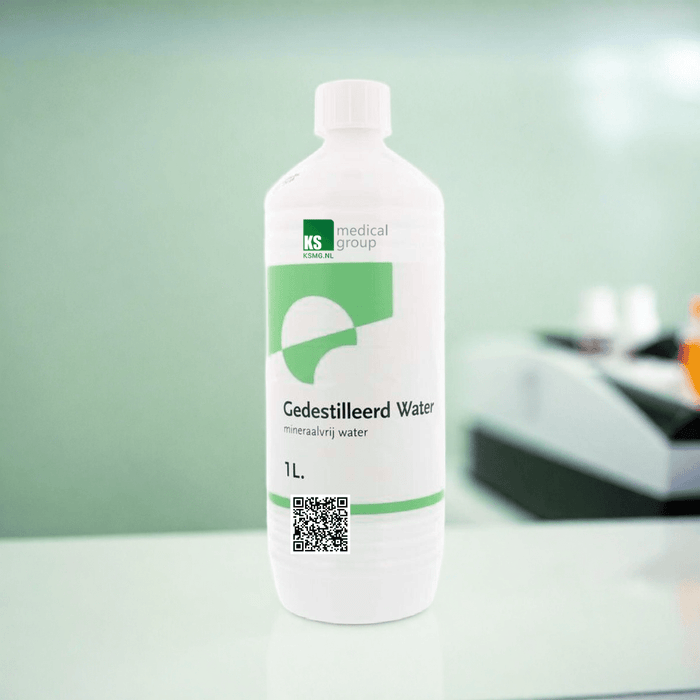 Water gedemineraliseerd (gedestilleerd) - 1 liter - demi water kopen doe je bij KS Medical Group