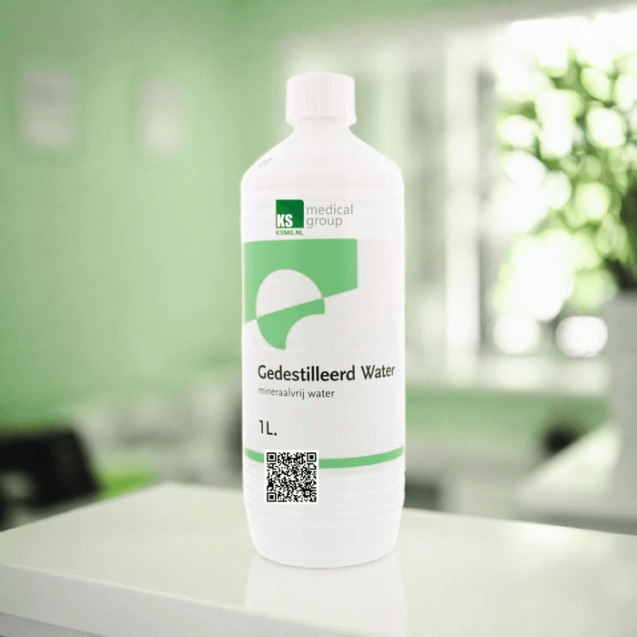 Water gedemineraliseerd (gedestilleerd) - 1 liter - demi water kopen doe je bij KS Medical Group