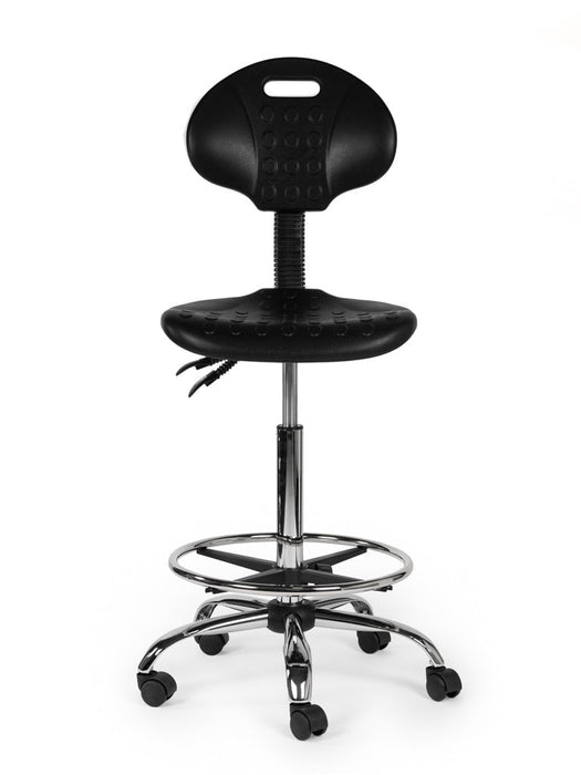 Werkstoel Zwart met Voetring Hoog