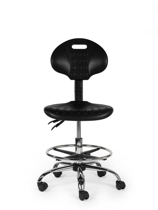 Werkstoel Zwart met Voetring Laag