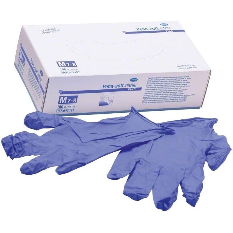 Blauwe medische handschoenen