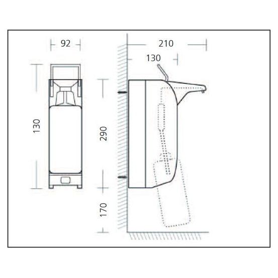 Touchless alluminium dispenser voor 350 / 500ml flacons