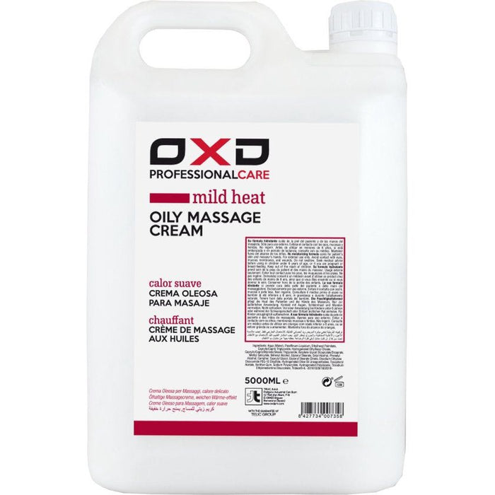 OXD Professional Care - Oily Massage Cream - Mild Heat - 5000ml. Professionele verwarmende olieachtige massagecrème voor intensief gebruik
