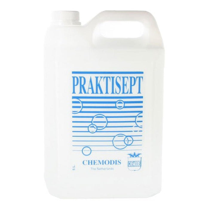 Praktisept - Reinigingsmiddel - 5 liter. Professionele desinfectie in grootverpakking. Snelle, effectieve en gebruiksvriendelijke manier om je praktijk hygiënisch schoon te houden. Desinfectiespray kopen doe je bij KS Medical Group.