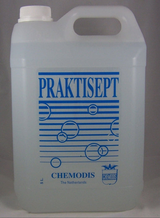 Praktisept - Reinigingsmiddel - 5 liter. Professionele desinfectie in grootverpakking. Snelle, effectieve en gebruiksvriendelijke manier om je praktijk hygiënisch schoon te houden. Desinfectiespray kopen doe je bij KS Medical Group.