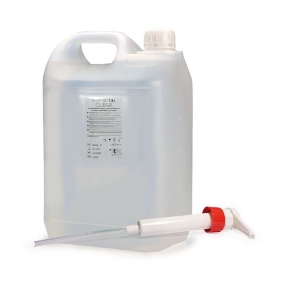 Transonic Ultrasound Gel - Clear - 5000ml - Harde Container + Doseerpomp. Transparante contactgel met doseerpomp. Geschikt voor ipl en laserbehandelingen, echografie , HIFU, EMS. Echo gel kopen doe je bij KS Medical Group.