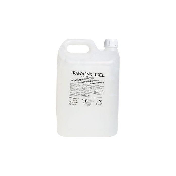 Transonic Ultrasound Gel - Clear - 5000ml - Harde Container. Transparante Contactgel voor IPL& Laserbehandelingen en Echografie. Contactgel kopen doe je bij KS Medical Group.